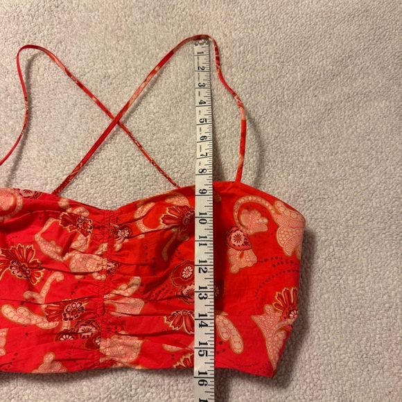 A.L.C. Arit Floral Ruched Crop Top Pink Paisley Print Crop Top - Picture 8 of 15